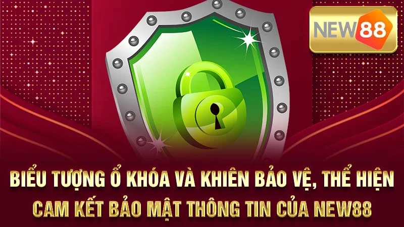 Biểu tượng ổ khóa và khiên bảo vệ, thể hiện cam kết bảo mật thông tin của NEW88.