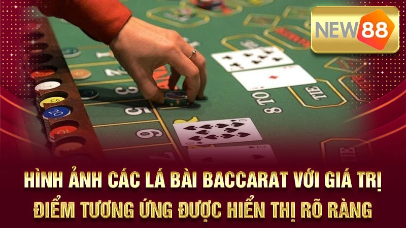 Hình ảnh bàn chơi Baccarat trực tuyến tại NEW88 với Dealer chuyên nghiệp và các lá bài.