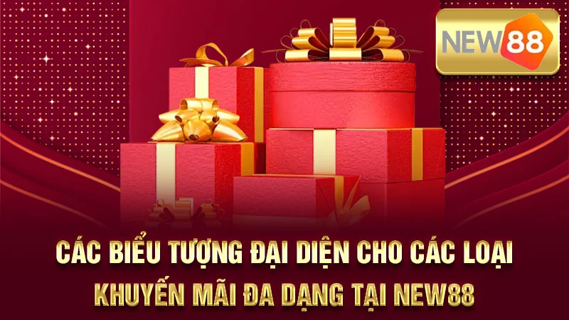 Các biểu tượng đại diện cho các loại khuyến mãi đa dạng tại NEW88.