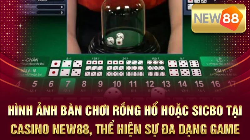Hình ảnh bàn chơi Rồng Hổ hoặc Sicbo tại casino NEW88, thể hiện sự đa dạng game.